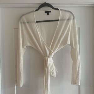 White Wrap Linen Top